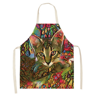 Cute Cat Floral print Ποδιά κουζίνας Αμάνικη Ποδιά μαγειρικής Ποδιά σεφ Εργαλείο καθαρισμού σπιτιού Σαλιάρα Delantal Cocina