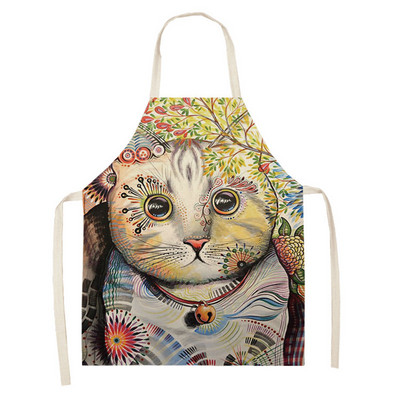 Cute Cat Floral print Ποδιά κουζίνας Αμάνικη Ποδιά μαγειρικής Ποδιά σεφ Εργαλείο καθαρισμού σπιτιού Σαλιάρα Delantal Cocina