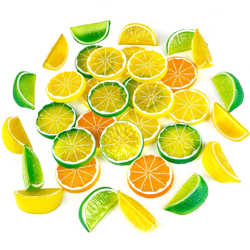 36PCS Umjetno voće Realistični uredski ukrasi Simulacija kriške limuna Lažni blok limuna Rekviziti za fotografiranje vjenčanja Kućni dekor