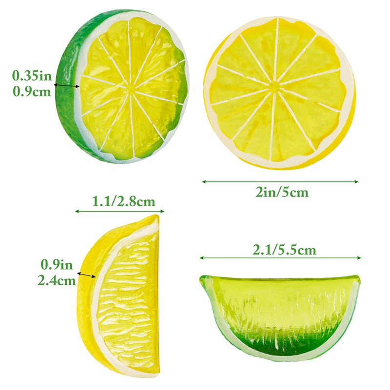 36PCS Umjetno voće Realistični uredski ukrasi Simulacija kriške limuna Lažni blok limuna Rekviziti za fotografiranje vjenčanja Kućni dekor