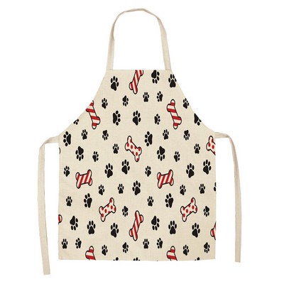 Puuvillane Linane BullDog Dog Print Köökpõlled Unisex Peokookimine Pudipõll Naljakas Pinafore Puhastuspõll Delantal Cocina Delantal