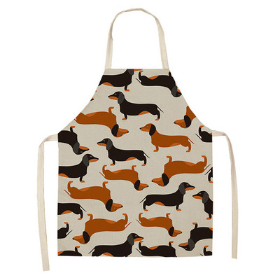 Puuvillane Linane BullDog Dog Print Köökpõlled Unisex Peokookimine Pudipõll Naljakas Pinafore Puhastuspõll Delantal Cocina Delantal