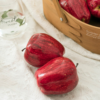 Изкуствена червена ябълка Гравитационен модел Симулация Плодове Орнаменти за прозорци Реквизит за фотография на храна Декорация за домашно сватбено парти