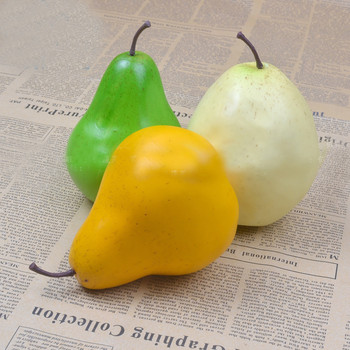 8 бр. 9,5 см * 8 см Жълт цвят Висока имитация на фалшиви изкуствени круши Модел на плодове и изкуствени пластмасови фалшиви симулирани крушови плодове