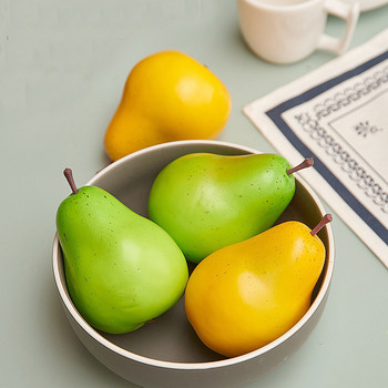 8 τμχ 9,5cm*8cm Κίτρινο χρώμα Υψηλής απομίμησης Ψεύτικο τεχνητό αχλάδι Μοντέλο φρούτων & τεχνητό πλαστικό ψεύτικο προσομοιωμένο φρούτο αχλαδιού