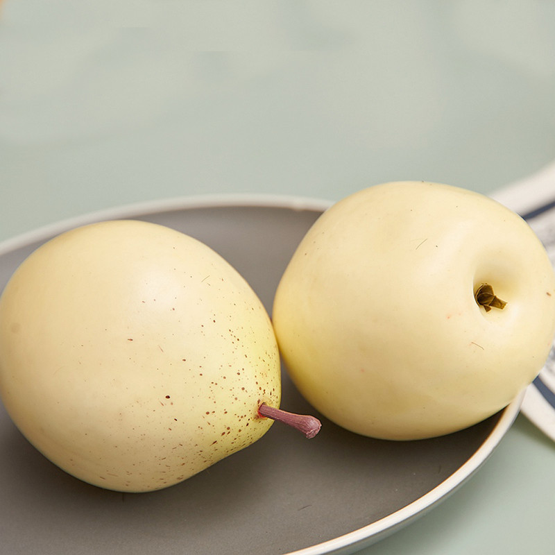 8 τμχ 9,5cm*8cm Κίτρινο χρώμα Υψηλής απομίμησης Ψεύτικο τεχνητό αχλάδι Μοντέλο φρούτων & τεχνητό πλαστικό ψεύτικο προσομοιωμένο φρούτο αχλαδιού