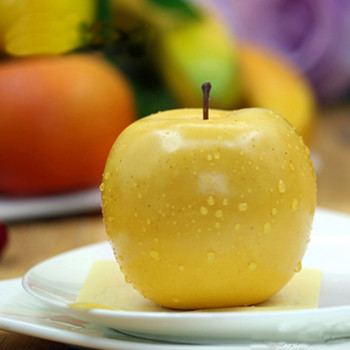 Πλαστικό ψεύτικο τεχνητό προσομοιωμένο μοντέλο κίτρινου μήλου μεγέθους 8 τμχ