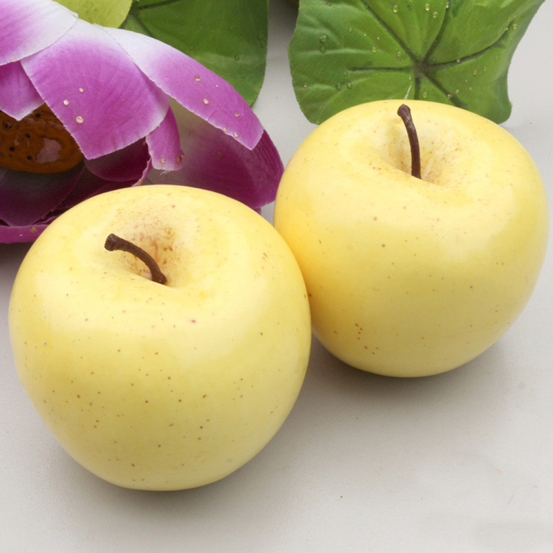 8 tk 8 cm suurusega plastist võltsitud tehislik simuleeritud kollase õuna vilja mudel