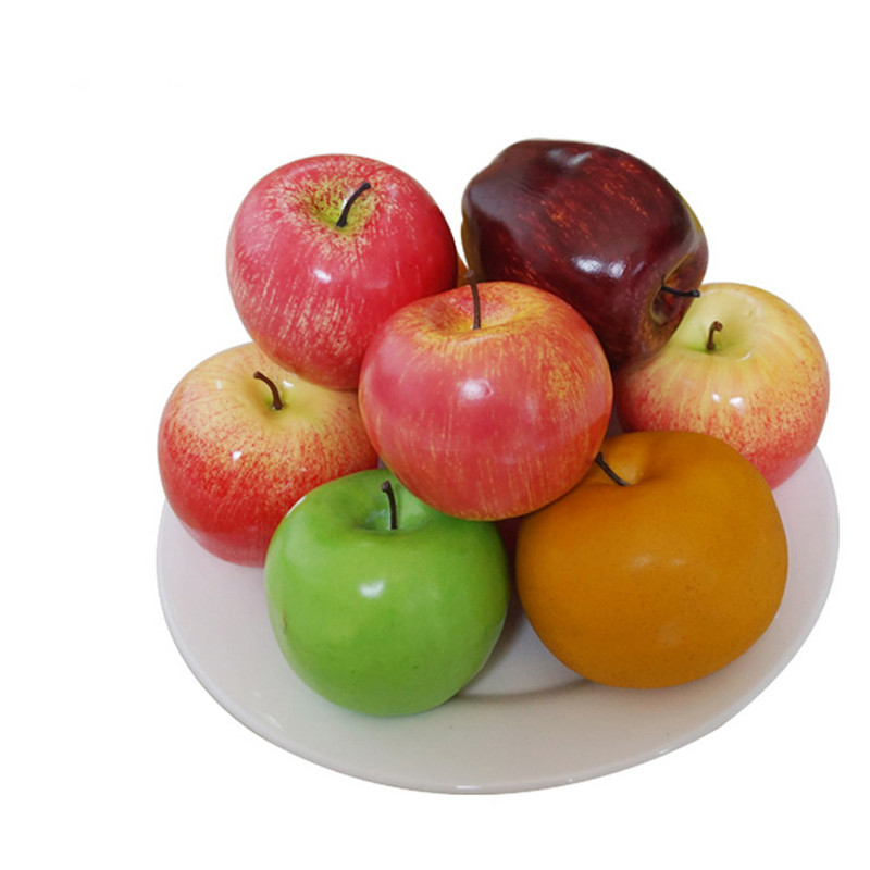 8 tk 8 cm suurusega plastist võltsitud tehislik simuleeritud kollase õuna vilja mudel