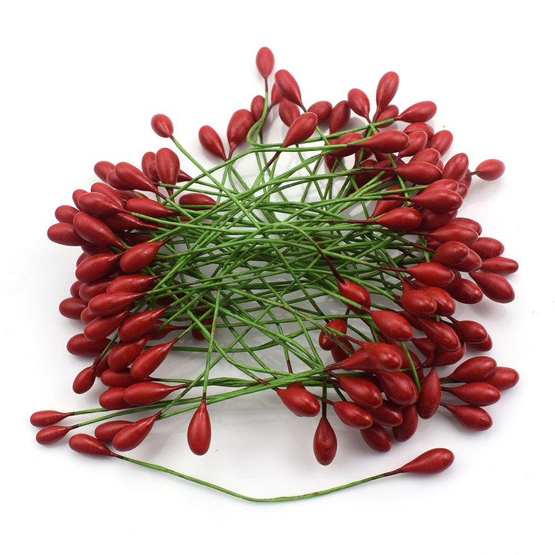 200 tk. Punased plastikust tolmukad kunstlilled, puuviljad, marjad, kimp meisterdamise kook jõulupulmade kinkekarbi pärjad