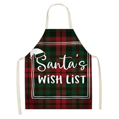 Elan în carouri Moș Crăciun șorț de Crăciun Decor de Crăciun Fericit pentru acasă, femei, gătit acasă, coacere, talie, bavetă Delantal Cocina 68x55cm