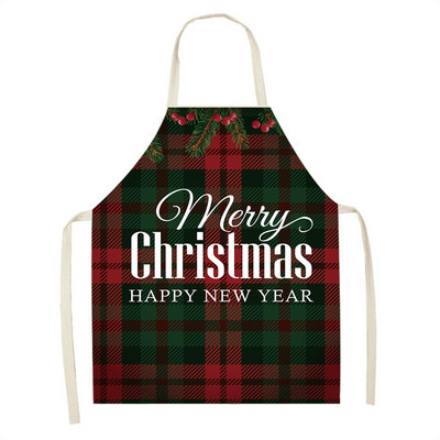 Elan în carouri Moș Crăciun șorț de Crăciun Decor de Crăciun Fericit pentru acasă, femei, gătit acasă, coacere, talie, bavetă Delantal Cocina 68x55cm