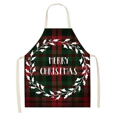 Elan în carouri Moș Crăciun șorț de Crăciun Decor de Crăciun Fericit pentru acasă, femei, gătit acasă, coacere, talie, bavetă Delantal Cocina 68x55cm