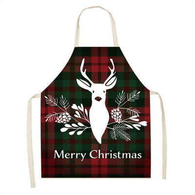 Elan în carouri Moș Crăciun șorț de Crăciun Decor de Crăciun Fericit pentru acasă, femei, gătit acasă, coacere, talie, bavetă Delantal Cocina 68x55cm