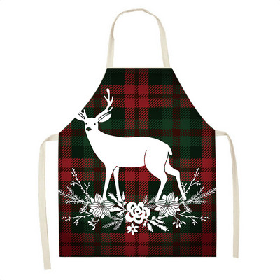 Elan în carouri Moș Crăciun șorț de Crăciun Decor de Crăciun Fericit pentru acasă, femei, gătit acasă, coacere, talie, bavetă Delantal Cocina 68x55cm