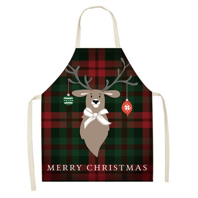 Elan în carouri Moș Crăciun șorț de Crăciun Decor de Crăciun Fericit pentru acasă, femei, gătit acasă, coacere, talie, bavetă Delantal Cocina 68x55cm