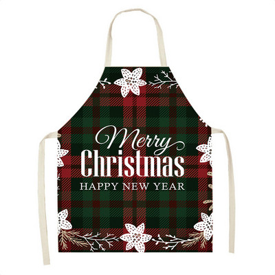 Elan în carouri Moș Crăciun șorț de Crăciun Decor de Crăciun Fericit pentru acasă, femei, gătit acasă, coacere, talie, bavetă Delantal Cocina 68x55cm