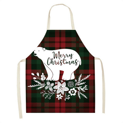 Elan în carouri Moș Crăciun șorț de Crăciun Decor de Crăciun Fericit pentru acasă, femei, gătit acasă, coacere, talie, bavetă Delantal Cocina 68x55cm