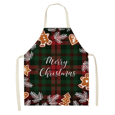 Elan în carouri Moș Crăciun șorț de Crăciun Decor de Crăciun Fericit pentru acasă, femei, gătit acasă, coacere, talie, bavetă Delantal Cocina 68x55cm