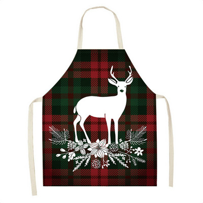 Elan în carouri Moș Crăciun șorț de Crăciun Decor de Crăciun Fericit pentru acasă, femei, gătit acasă, coacere, talie, bavetă Delantal Cocina 68x55cm