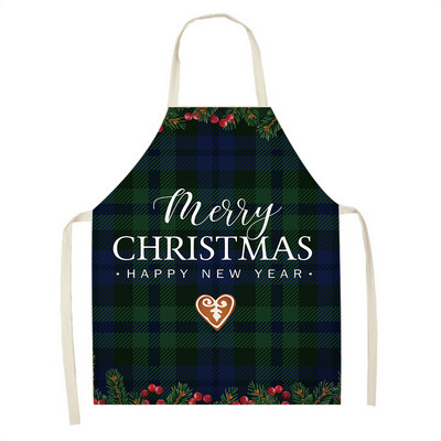Elan în carouri Moș Crăciun șorț de Crăciun Decor de Crăciun Fericit pentru acasă, femei, gătit acasă, coacere, talie, bavetă Delantal Cocina 68x55cm