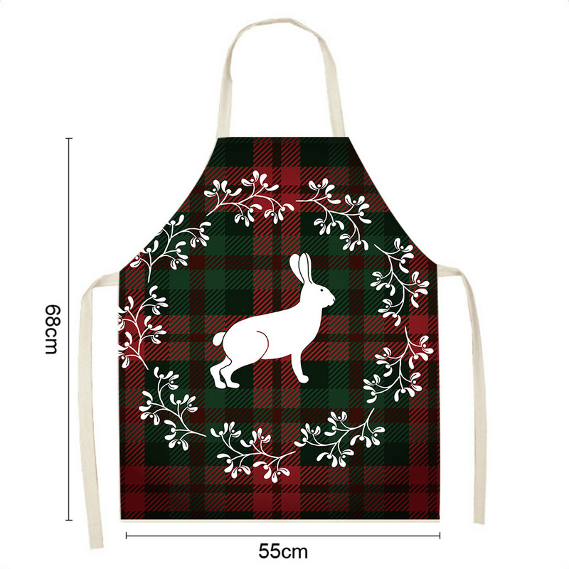 Elan în carouri Moș Crăciun șorț de Crăciun Decor de Crăciun Fericit pentru acasă, femei, gătit acasă, coacere, talie, bavetă Delantal Cocina 68x55cm