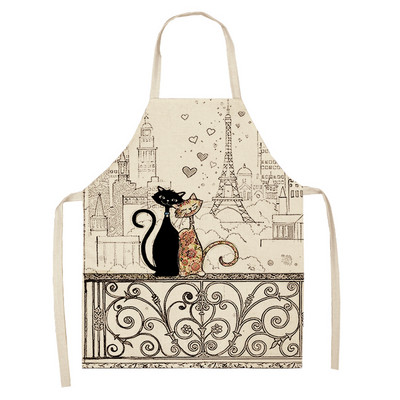 Must valge kassikirjaga köögipõll naistele pesu puhastusvahend Pinafore kodune toiduvalmistamine talje küpsetuspõlled Delantal Cocina
