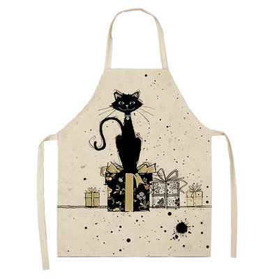 Must valge kassikirjaga köögipõll naistele pesu puhastusvahend Pinafore kodune toiduvalmistamine talje küpsetuspõlled Delantal Cocina