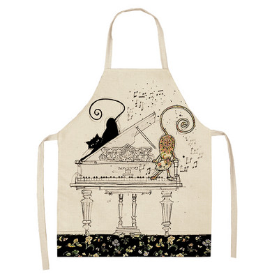 Must valge kassikirjaga köögipõll naistele pesu puhastusvahend Pinafore kodune toiduvalmistamine talje küpsetuspõlled Delantal Cocina