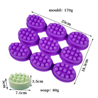 3D rokām gatavotas silikona ziepju veidnes masāžas terapijas bārs Veidņu izgatavošanas rīki DIY ovālas formas ēteriskās eļļas ziepes sveķu amatniecības instrumenti