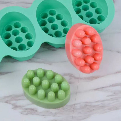 3D rokām gatavotas silikona ziepju veidnes masāžas terapijas bārs Veidņu izgatavošanas rīki DIY ovālas formas ēteriskās eļļas ziepes sveķu amatniecības instrumenti
