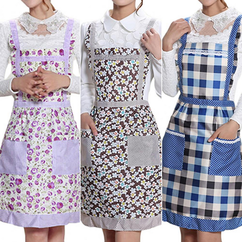 Köök Toiduvalmistamine Naiste põll Trükitud taskud Kadumatu Ei Pilling Pinafore Kleit Küünesalongi Põll naistele Küpsetamine