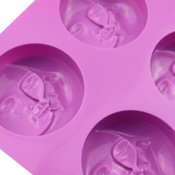 Направи си сам кръгла двустранна лицева силиконова ръчно изработена форма за сапун Творческа форма за сапун Форма за торта Силиконови модове за печене на форма за шоколад