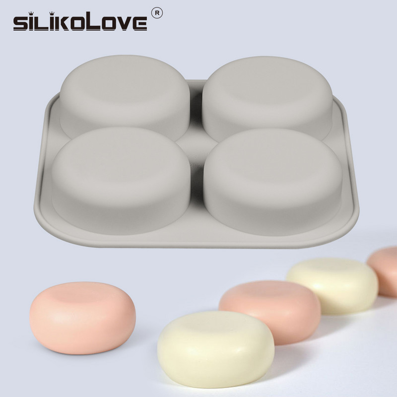 SILIKELOVE Ovalni kalup za sapun s 4 šupljine Silikonski kalupi za izradu sapuna 3D ručno rađeni oblici za sapun Silikonski kalupi za sapun