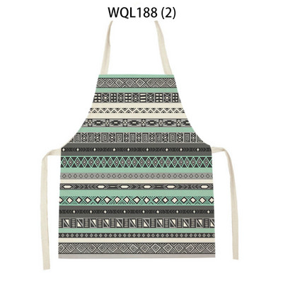 Kuhinjska pregača s retro geometrijskim printom za žene, muškarce, boemske lanene pregače za pečenje, odrasla djeca, kuharska pregača, alati za čišćenje Tablier