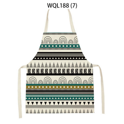 Kuhinjska pregača s retro geometrijskim printom za žene, muškarce, boemske lanene pregače za pečenje, odrasla djeca, kuharska pregača, alati za čišćenje Tablier