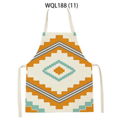 Kuhinjska pregača s retro geometrijskim printom za žene, muškarce, boemske lanene pregače za pečenje, odrasla djeca, kuharska pregača, alati za čišćenje Tablier