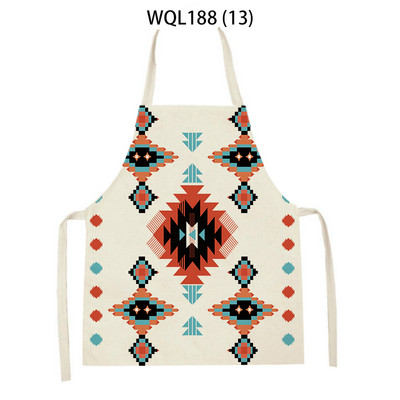 Kuhinjska pregača s retro geometrijskim printom za žene, muškarce, boemske lanene pregače za pečenje, odrasla djeca, kuharska pregača, alati za čišćenje Tablier