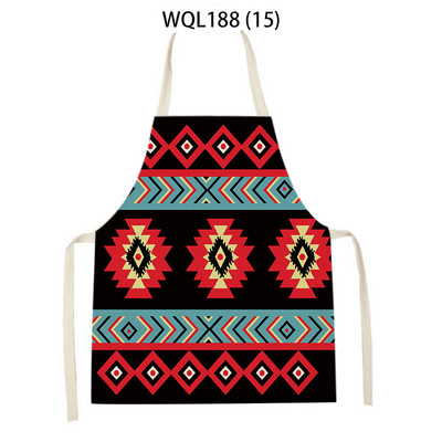 Kuhinjska pregača s retro geometrijskim printom za žene, muškarce, boemske lanene pregače za pečenje, odrasla djeca, kuharska pregača, alati za čišćenje Tablier