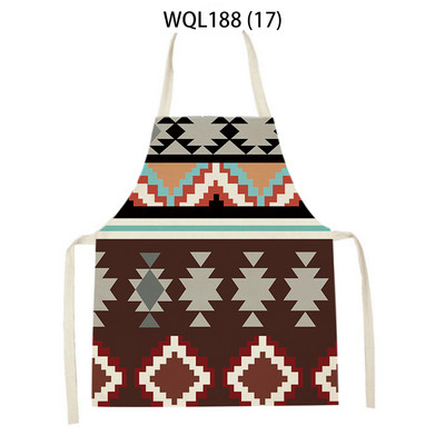 Kuhinjska pregača s retro geometrijskim printom za žene, muškarce, boemske lanene pregače za pečenje, odrasla djeca, kuharska pregača, alati za čišćenje Tablier