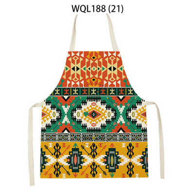 Kuhinjska pregača s retro geometrijskim printom za žene, muškarce, boemske lanene pregače za pečenje, odrasla djeca, kuharska pregača, alati za čišćenje Tablier
