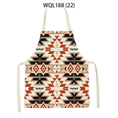 Kuhinjska pregača s retro geometrijskim printom za žene, muškarce, boemske lanene pregače za pečenje, odrasla djeca, kuharska pregača, alati za čišćenje Tablier