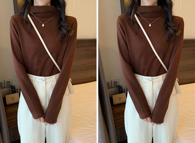 Γυναικεία διάφανη μπλούζα με ψηλό γιακά