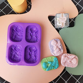 4 caurumu purpursarkanas sveces veidnes virtuves piederumi zēnu eņģeļu/meiteņu eņģeļu kūkas dekorēšanai ar silikona DIY rokām darinātas ziepes