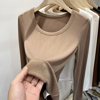 Naiste ümara kaelusega pikkade varrukatega vabaaja pluus