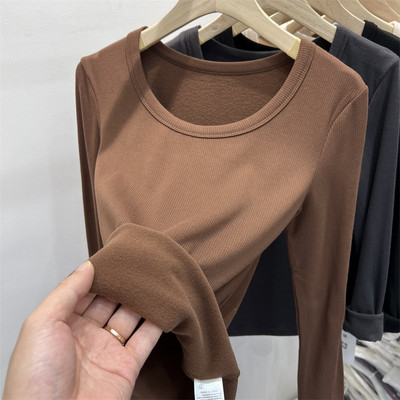 Naiste ümara kaelusega pikkade varrukatega vabaaja pluus