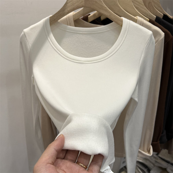 Naiste ümara kaelusega pikkade varrukatega vabaaja pluus