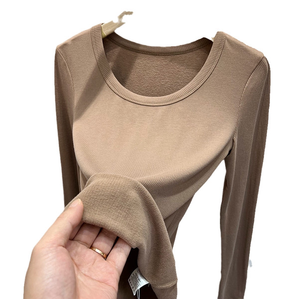 Naiste ümara kaelusega pikkade varrukatega vabaaja pluus