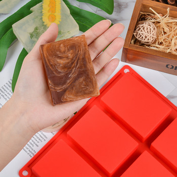 Силиконова форма с 6 кухини за приготвяне на сапуни 3D обикновена форма за сапун Правоъгълник Направи си сам ръчно изработена форма за тава за сапун