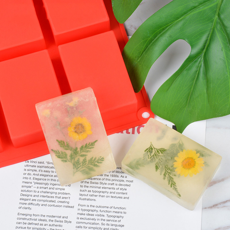 Καλούπι σιλικόνης 6 κοιλότητας για την κατασκευή σαπουνιών 3D απλό καλούπι σαπουνιού Ορθογώνιο DIY Χειροποίητο καλούπι φόρμας σαπουνιού